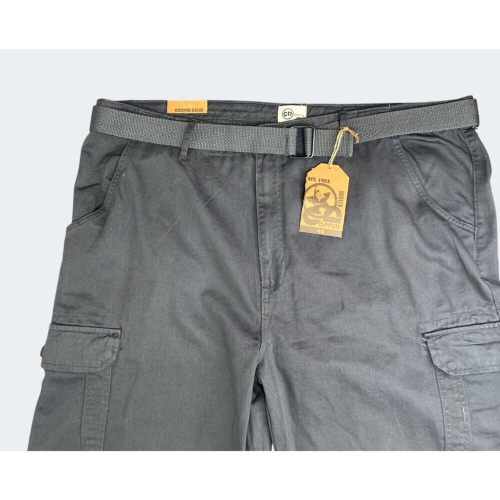 CD Copper Denim Mens Cargo Shorts Gray 100% Cotton With Belt Size 44 - Picture 7 of 14